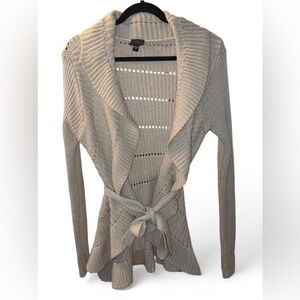 bebe Open-Front Belted Knit Cardigan - Light Beige